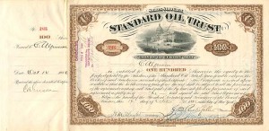 Standard Oil Trust signed by C.A. Griscom and William Henry Beardsley - 1886 Autograph Stock Certificate